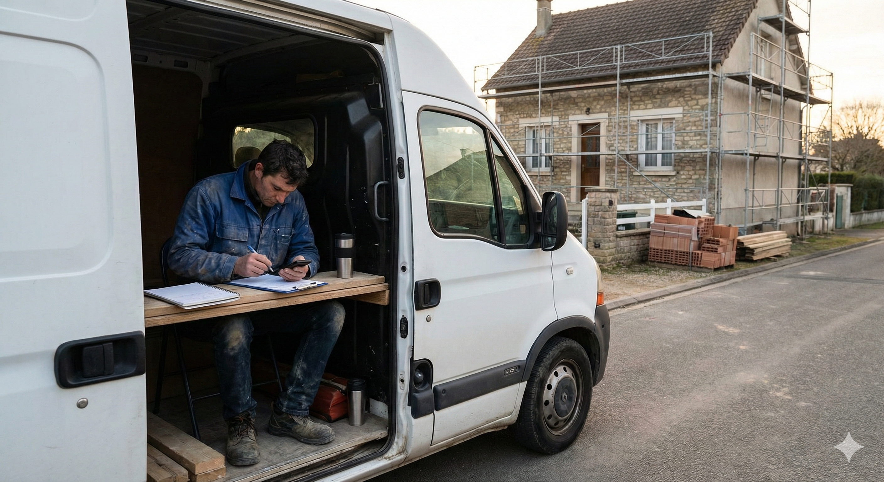 Dirigeant du bâtiment prenant du recul pour piloter son entreprise
